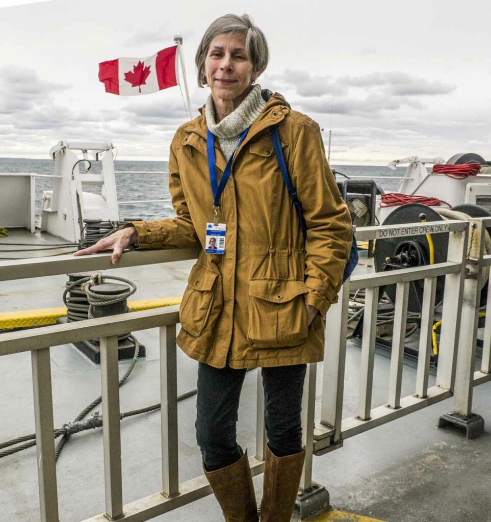 The Owen Sound Transportation Company’s CEO, Susan Schrempf, first saw the Chi-Cheemaun in January, 1984, on her first day on the job. After more than 30 years, she’s on intimate terms with every part and operation of the ship. Photo by Isobel Harry