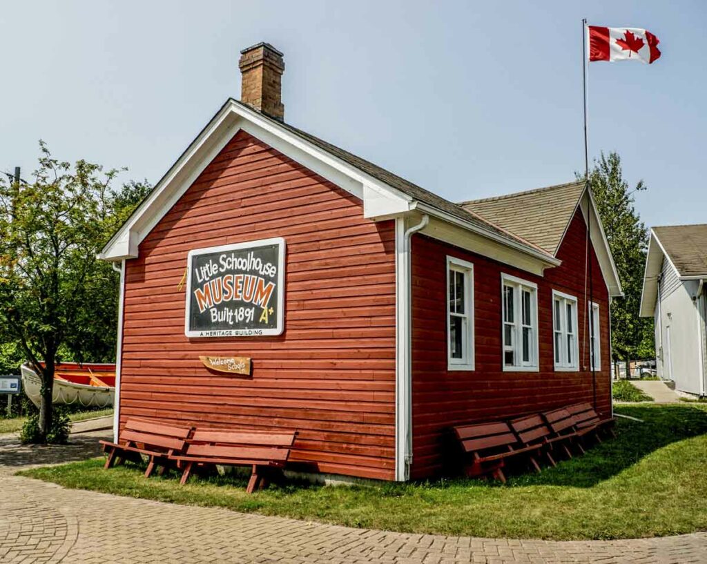 The original 1891 Little Schoolhouse in South Baymouth is the mini-museum next door to the modern Museum building housing memorabilia from the fishing heyday of the town. Photo by Isobel Harry.