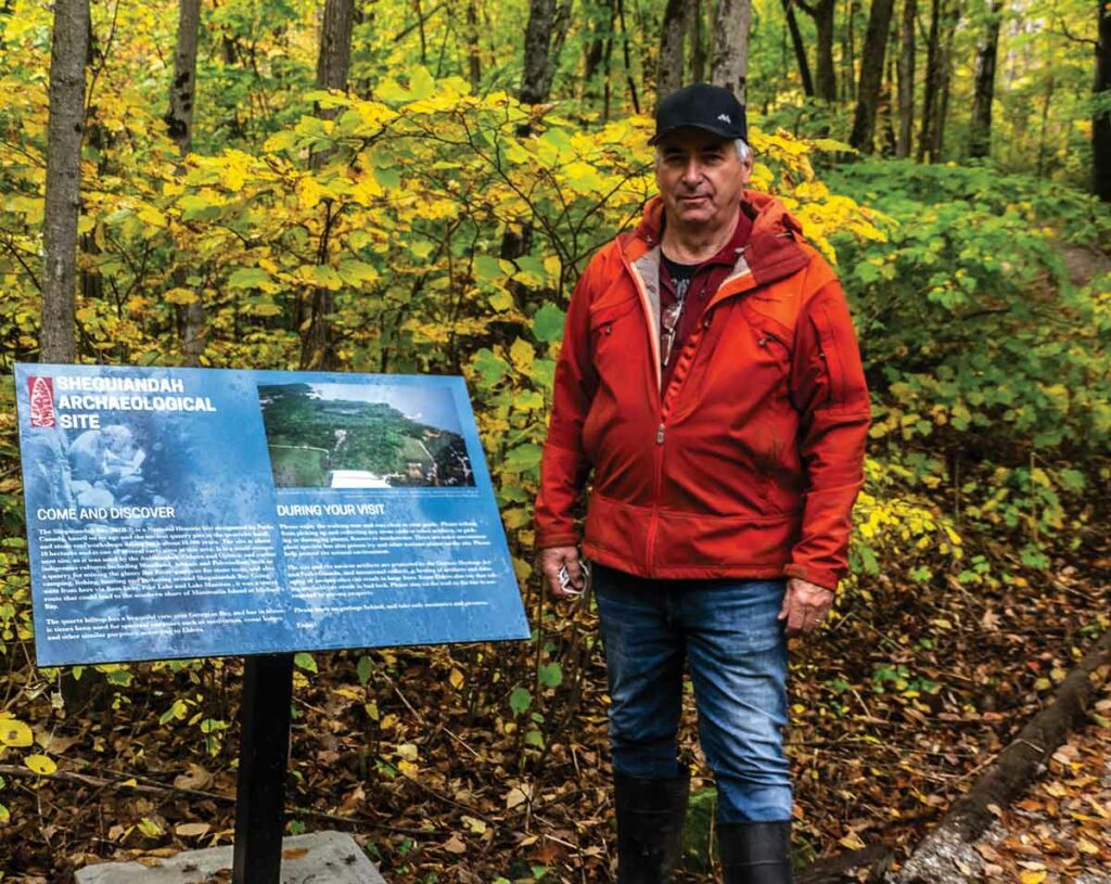 Dr. Patrick Julig is the geo-archeologist who, in 1991, along with colleague Dr. Peter Storck, carbon-dated the Sheguiandah quarry site to 11,000 calendar years ago. Dr. Julig was instrumental in designing the sensitive site for public access. Photo by Isobel Harry.